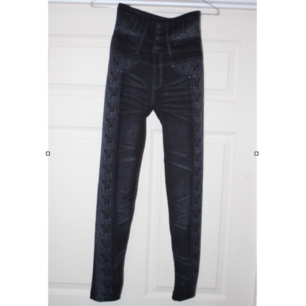 High Waisted 3D Print Knit Jeggings